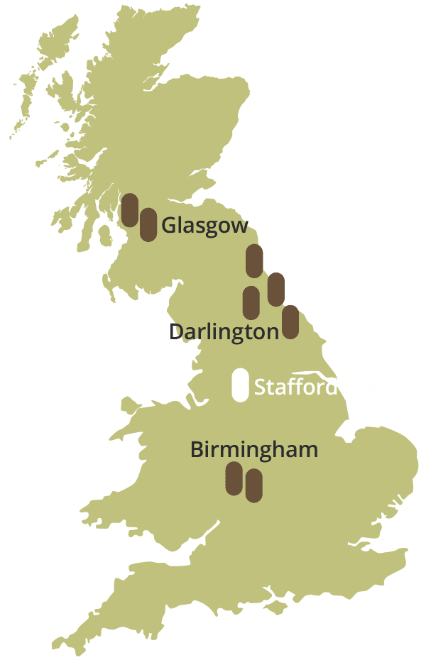 Map showing the locations of Young Foundations step-down, and specialist education, services